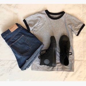 Gray T-Shirt Black Trim, Size M, Like new